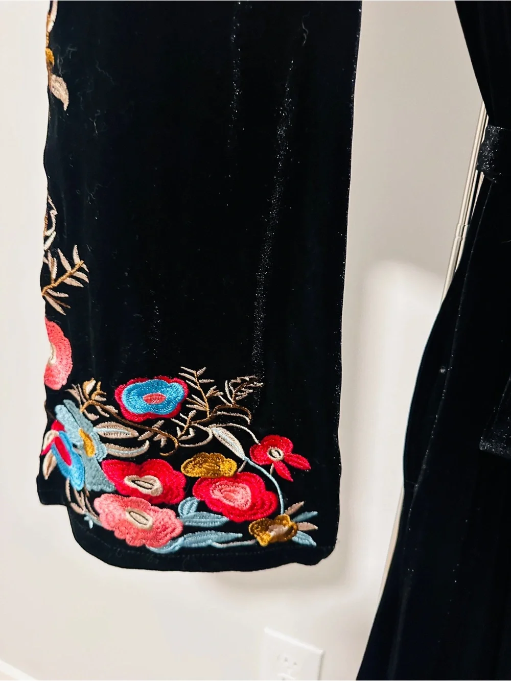 Medium | Dalia MacPhee | Black Velvet Maxi Dress + Floral Embroidery